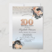 Oranje Rozen String Lights Zilver 100ste Verjaarda Kaart (Voorkant)