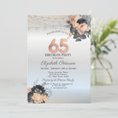 Oranje Rozen String Lights Zilver 65e Verjaardag Kaart (Staand voorkant)