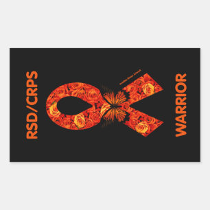 Oranje Rozen/vlinder...RSD/CRPS Rechthoekige Sticker