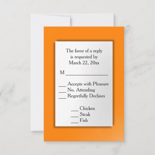 Oranje RSVP met Menu (Voorkant)