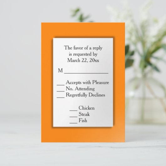 Oranje RSVP met Menu (Staand voorkant)