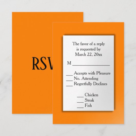 Oranje RSVP met Menu (Voorkant / Achterkant)