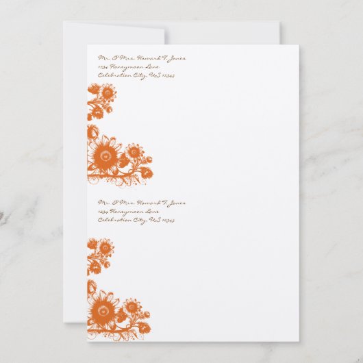 Oranje  RSVP-weddenschap Kaart (Achterkant)