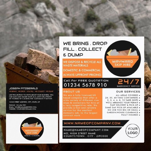 Oranje Rubbish Skip, Skip/Dumpster Company Flyer