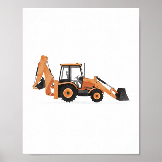 Oranje rugleuning constructie voertuigdecor poster (Voorkant)