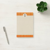 Oranje ruitjes & bruin Kraft landelijk monogram in Post-it® Notes (Kantoor)