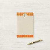 Oranje ruitjes & bruin Kraft landelijk monogram in Post-it® Notes (Op bureau)