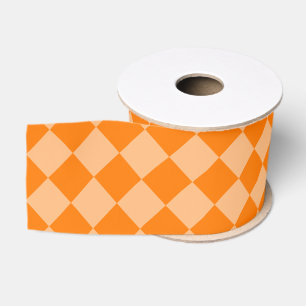 Oranje Ruitpatroon met Schaken Grosgrain Lint