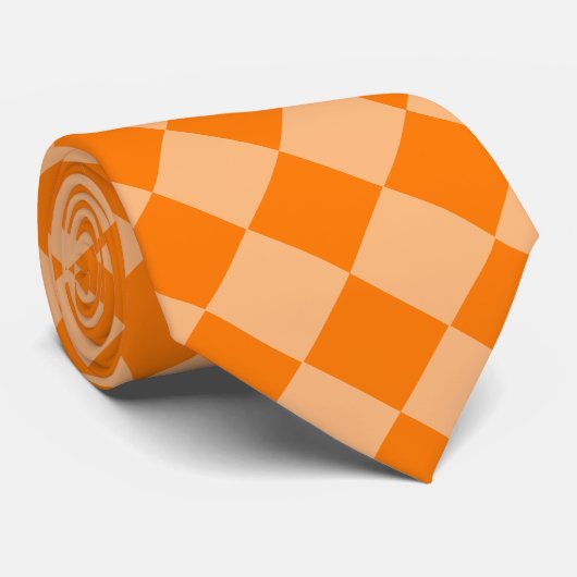 Oranje Ruitpatroon met Schaken Stropdas (Opgerold)