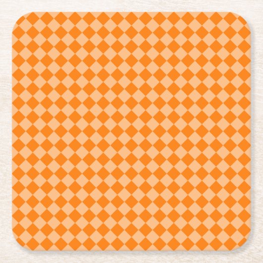 Oranje ruitpatroon van Checker Kartonnen Onderzetters (Voorkant)
