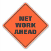 Oranje ruitvormig waarschuwingsbord netwerk voorui sticker (Voorkant)