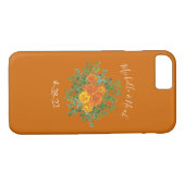 Oranje Rust Herfst Peony en Roos Floral Wedding Case-Mate iPhone Case (Achterkant (Horizontaal))