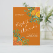 Oranje Rust Herfst Peony Roos Wedding Save Date Kaart (Staand voorkant)