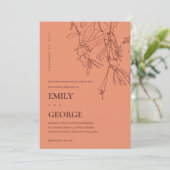 ORANJE RUST LINE DRAADLOOS WEDDING INVITE BEDANKKAART (Staand voorkant)