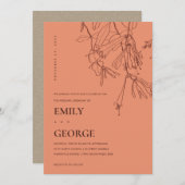 ORANJE RUST LINE DRAADLOOS WEDDING INVITE BEDANKKAART (Voorkant / Achterkant)