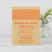 Oranje Rustic Chevron Afstuderen Kaart (Staand voorkant)