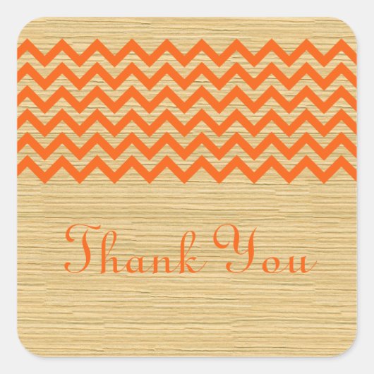 Oranje Rustic Chevron Hartelijk dank Stickers (Voorkant)