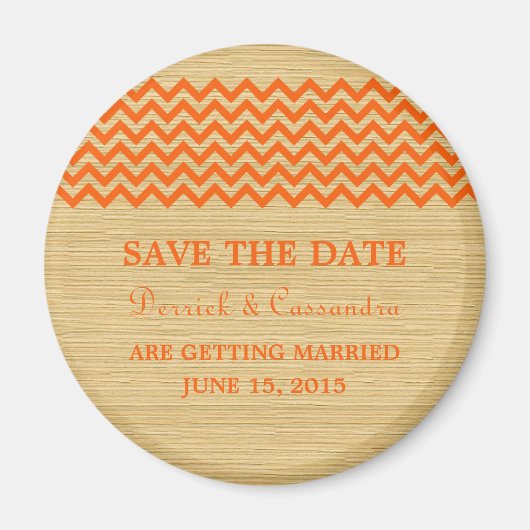 Oranje Rustic Chevron Save the Date Magnet (Voorkant)