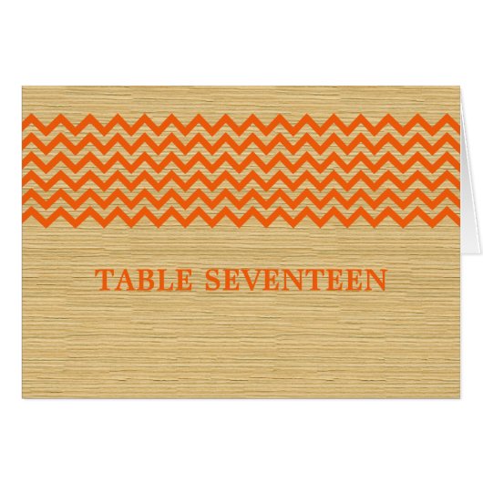 Oranje Rustic Chevron Table Number Kaart (Voorkant Horizontaal)