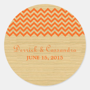 Oranje Rustic Chevron Wedding Stickers