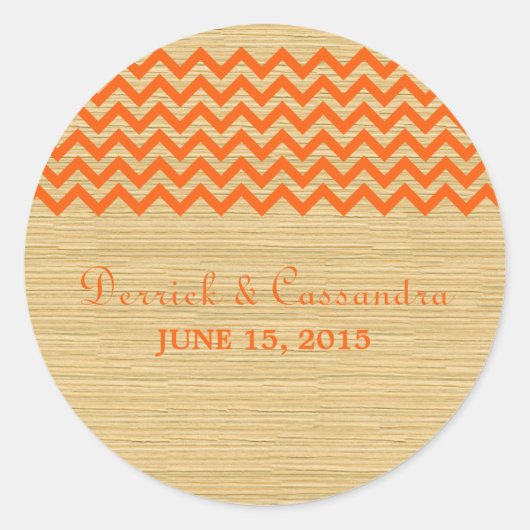 Oranje Rustic Chevron Wedding Stickers (Voorkant)