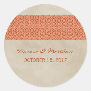 Oranje Rustic Damask Wedding Stickers