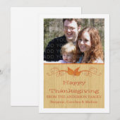Oranje Rustic Leaves Thanksgiving Foto Flat Kaart (Voorkant / Achterkant)