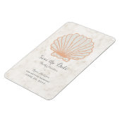 Oranje Rustic Seashell sparen de Datum Magneet (Linkerzijde)