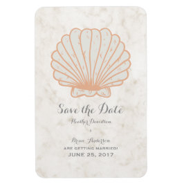 Oranje Rustic Seashell sparen de Datum Magneet