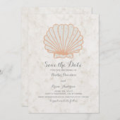 Oranje Rustic Seashell sparen de Datum uitnodigen Save The Date (Voorkant / Achterkant)