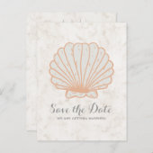 Oranje Rustic Seashell sparen het Briefkaart van d (Voorkant / Achterkant)