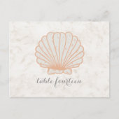 Oranje Rustic Seashell Table Number Briefkaart (Voorkant)