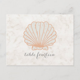 Oranje Rustic Seashell Table Number Briefkaart