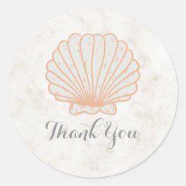 Oranje Rustic Seashell Weddenschap Bedankt Ronde Sticker