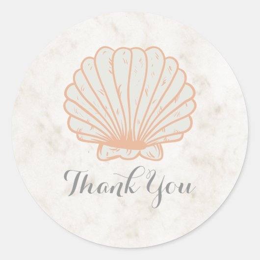 Oranje Rustic Seashell Weddenschap Bedankt Ronde Sticker (Voorkant)