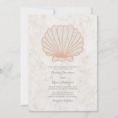 Oranje Rustic Seashell Wedding Invite Kaart (Voorkant)