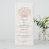 Oranje Rustic Seashell Wedding Menu (Staand voorkant)