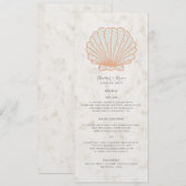 Oranje Rustic Seashell Wedding Menu (Voorkant / Achterkant)