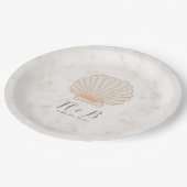 Oranje Rustic Seashell Wedding Papieren Bordje (Gekanteld)