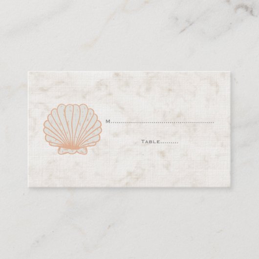 Oranje Rustic Seashell Wedding Place Kaarten Plaatskaartje (Voorkant)