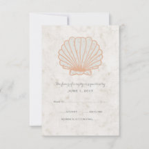 Oranje Rustic Seashell Wedding RSVP Kaart