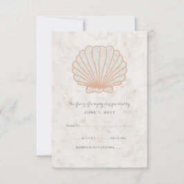 Oranje Rustic Seashell Wedding RSVP Kaart