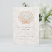 Oranje Rustic Seashell Wedding RSVP Kaart (Staand voorkant)