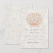 Oranje Rustic Seashell Wedding RSVP Kaart (Voorkant / Achterkant)