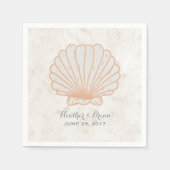 Oranje Rustic Seashell Wedding Servet (Voorkant)