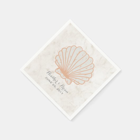 Oranje Rustic Seashell Wedding Servet (Hoek)