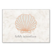 Oranje Rustic Seashell Wedding Table Kaart (Achterkant)