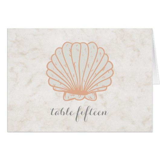 Oranje Rustic Seashell Wedding Table Number (Voorkant Horizontaal)