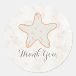 Oranje Rustic Starfish Weddenschap Bedankt Ronde Sticker