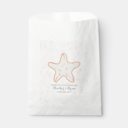 Oranje Rustic Starfish Wedding Bedankzakje (Voorkant)